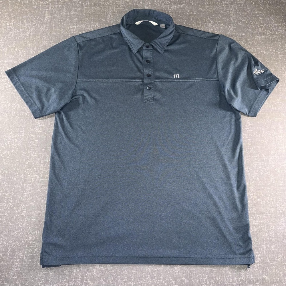 Travis Mathew Polo Shirt Mens XL Blue Solid NuStar Golf Performance Athletic